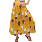 Ice cream on an orange background pattern                                                            Satin Palazzo Pants