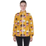 Ice cream on an orange background pattern                                                             High Neck Windbreaker (Women)