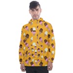 Ice cream on an orange background pattern                                                            Men s Front Pocket Pullover Windbreaker