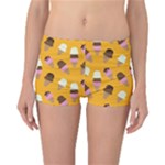 Ice cream on an orange background pattern                                                                 Reversible Boyleg Bikini Bottoms