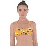 Ice cream on an orange background pattern                                                             Halter Bandeau Bikini Top