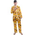 Ice cream on an orange background pattern                                                             Men s Satin Pajamas Long Pants Set