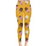 Ice cream on an orange background pattern                                                             Leggings