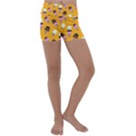 Ice cream on an orange background pattern                                                             Kids  Lightweight Velour Yoga Shorts