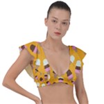 Ice cream on an orange background pattern                                                             Plunge Frill Sleeve Bikini Top