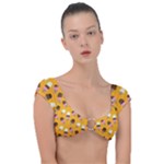 Ice cream on an orange background pattern                                                           Cap Sleeve Ring Bikini Top