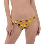 Ice cream on an orange background pattern                                                             Ring Detail Bikini Bottom