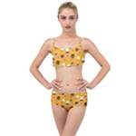 Ice cream on an orange background pattern                                                           Layered Top Bikini Set