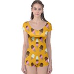 Ice cream on an orange background pattern                                                             Boyleg Leotard (Ladies)