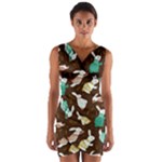 Easter rabbit pattern Wrap Front Bodycon Dress