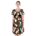 Easter rabbit pattern Short Sleeve V-neck Flare Dress