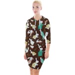 Easter rabbit pattern Quarter Sleeve Hood Bodycon Dress