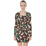 Easter rabbit pattern V-neck Bodycon Long Sleeve Dress