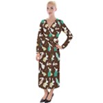 Easter rabbit pattern Velvet Maxi Wrap Dress