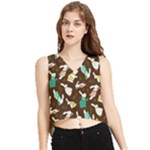 Easter rabbit pattern V-Neck Cropped Tank Top