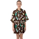 Easter rabbit pattern Half Sleeve Satin Kimono 