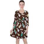 Easter rabbit pattern Quarter Sleeve Ruffle Waist Dress