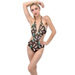 Easter rabbit pattern Plunging Cut Out Swimsuit