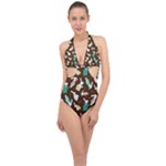 Easter rabbit pattern Halter Front Plunge Swimsuit