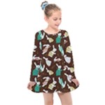 Easter rabbit pattern Kids  Long Sleeve Dress