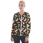 Easter rabbit pattern Velvet Zip Up Jacket