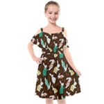 Easter rabbit pattern Kids  Cut Out Shoulders Chiffon Dress