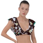 Easter rabbit pattern Plunge Frill Sleeve Bikini Top