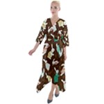 Easter rabbit pattern Quarter Sleeve Wrap Front Maxi Dress