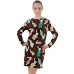 Easter rabbit pattern Long Sleeve Hoodie Dress