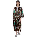 Easter rabbit pattern Maxi Satin Kimono