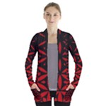 Red Poly design  Open Front Pocket Cardigan