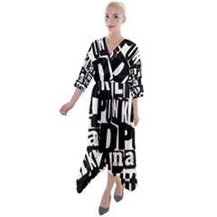 Quarter Sleeve Wrap Front Maxi Dress 