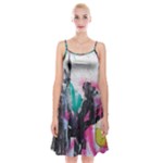 Graffiti Grunge Spaghetti Strap Velvet Dress