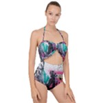 Graffiti Grunge Scallop Top Cut Out Swimsuit