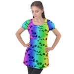 Rainbow Skull Collection Puff Sleeve Tunic Top