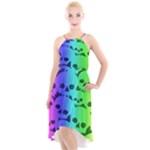 Rainbow Skull Collection High-Low Halter Chiffon Dress 