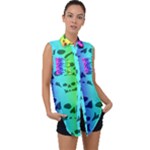 Rainbow Skull Collection Sleeveless Chiffon Button Shirt