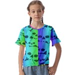 Rainbow Skull Collection Kids  Cuff Sleeve Scrunch Bottom Tee