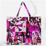 Pink Checker Graffiti  Zipper Large Tote Bag