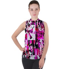 Mock Neck Chiffon Sleeveless Top 