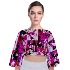 Tie Back Butterfly Sleeve Chiffon Top 