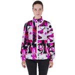 Pink Checker Graffiti  Women s High Neck Windbreaker