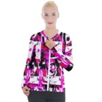 Pink Checker Graffiti  Casual Zip Up Jacket