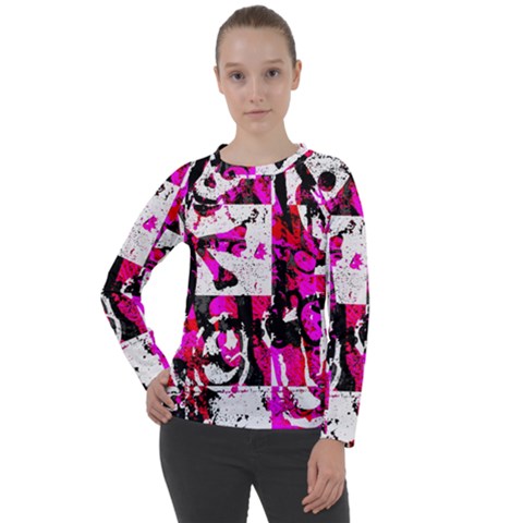 Pink Checker Graffiti  Women s Long Sleeve Raglan Tee from ArtsNow.com