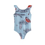 Christmas birds Kids  Frill Swimsuit