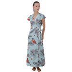 Christmas birds Flutter Sleeve Maxi Dress