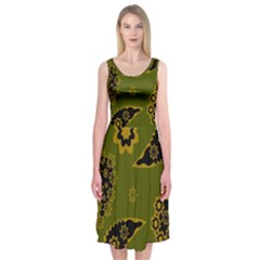 Floral pattern paisley style Paisley print. Doodle background Midi Sleeveless Dress from ArtsNow.com