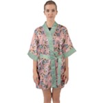 Flower peach blossom Half Sleeve Satin Kimono 