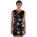 Heavy Metal Punk Guitar Music Black White Wrap Front Bodycon Dress