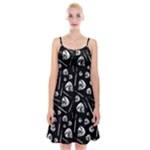 Heavy Metal Punk Guitar Music Black White Spaghetti Strap Velvet Dress